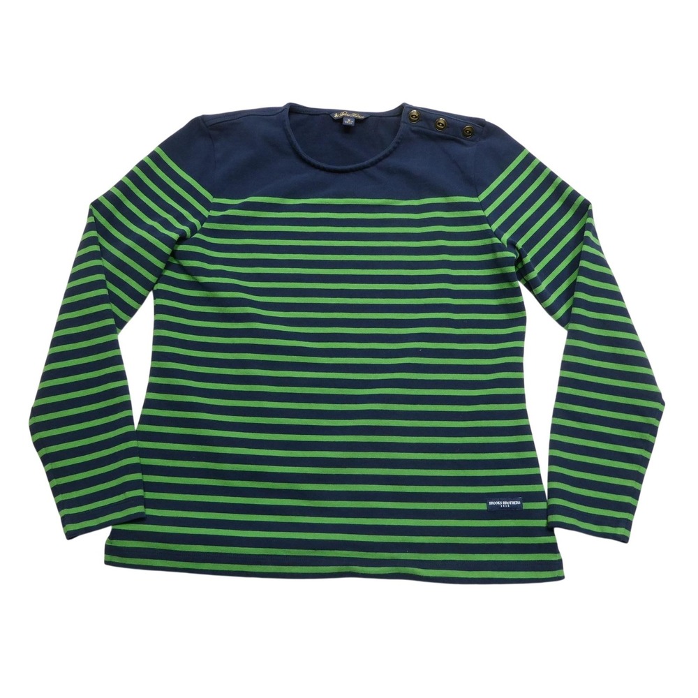 Brooks‎ Brothers Shirt Youth Medium Blue Striped Long Sleeve Button Shoulder